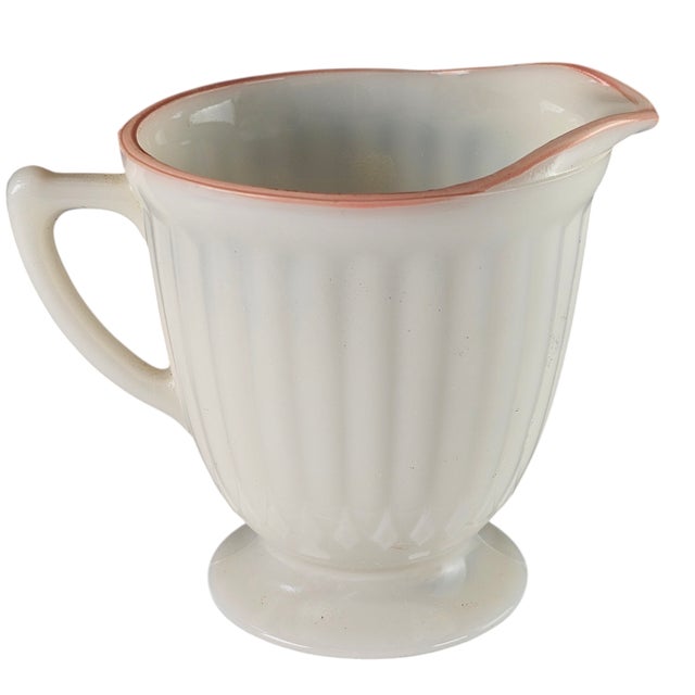 Vintage Macbeth Evans Cremax Petalware Creamer – 4.25” Pastel Pink Band For Sale - Image 4 of 10
