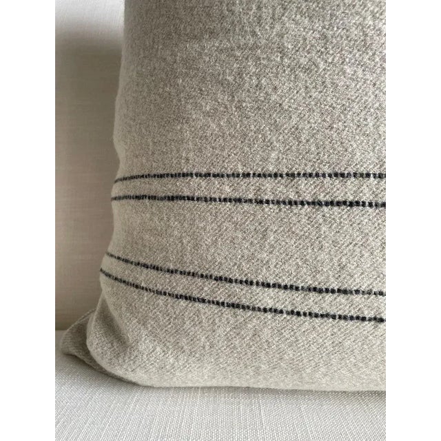Belgian Linen and Wool Oversize Pillow Cover in Oatmeal and Coal With Insert For Sale - Image 4 of 6