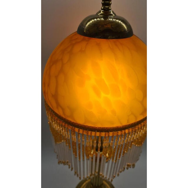 Table Lamp in Amber Glass and Brass, 1970s For Sale - Image 9 of 14
