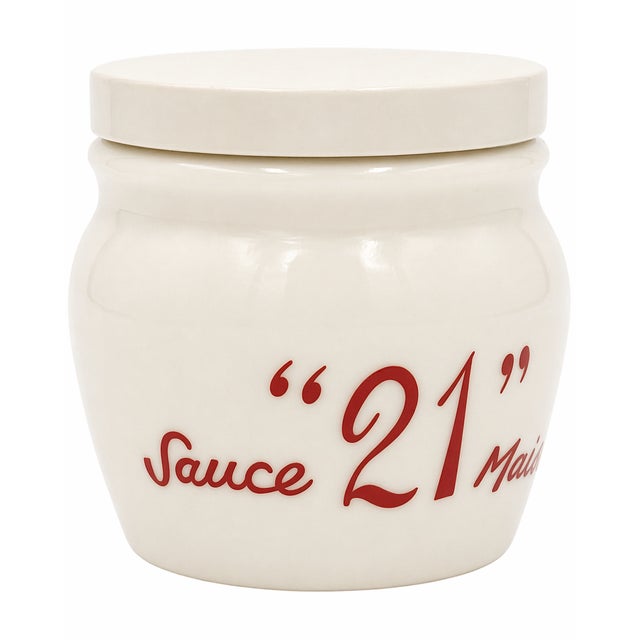Mid-Century Modern Vintage the 21 Club Nyc Restaurant Condiment Jar Sauce Maison Glass New York For Sale - Image 3 of 11