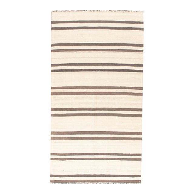 Vintage Ivory Turkish Kilim, 4'9 X 10'10 For Sale