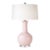 Late 20th Century Blush Pink Glass Gourd Table Lamp With Acrylic Base & Linen Drum Shade – Coastal Glam (27”) For Sale