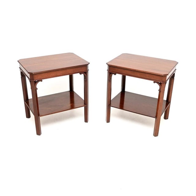 Wood Georgian Style Side Tables, 1950, Set of 2 For Sale - Image 7 of 7