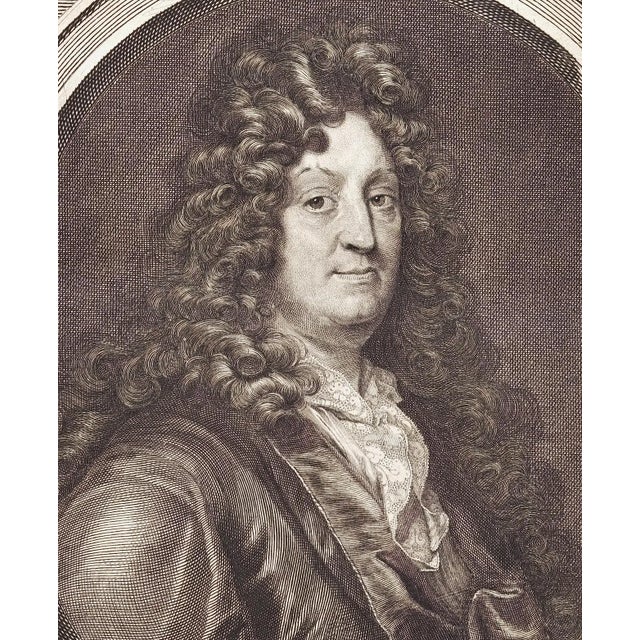 Jean Racine Portrait: 17th C. Engraving by Edelinck in Perrault's Les Hommes, 1696 For Sale - Image 4 of 4