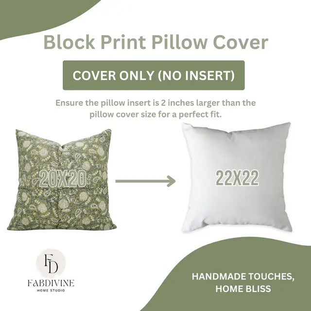 Not Yet Made - Made To Order Fabdivine Cotton Linen Throw Pillow Cover 18x18 Inch Handcrafted Block Print- Gopi For Sale - Image 5 of 5