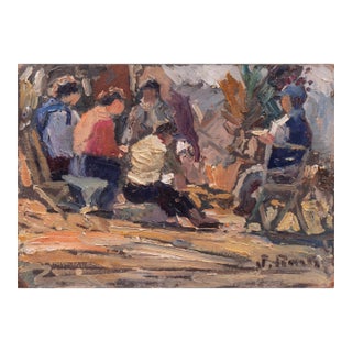 'Seated Around the Fire' by Jose Roig, Argentine For Sale