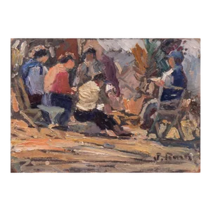 'Seated Around the Fire' by Jose Roig, Argentine