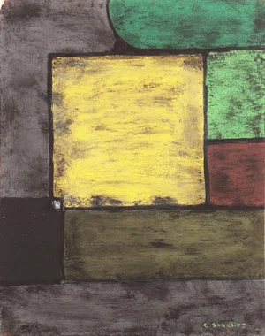 'Green & Yellow Abstract' by Carlos Sanchez, 1970s, 20th Century California Artist