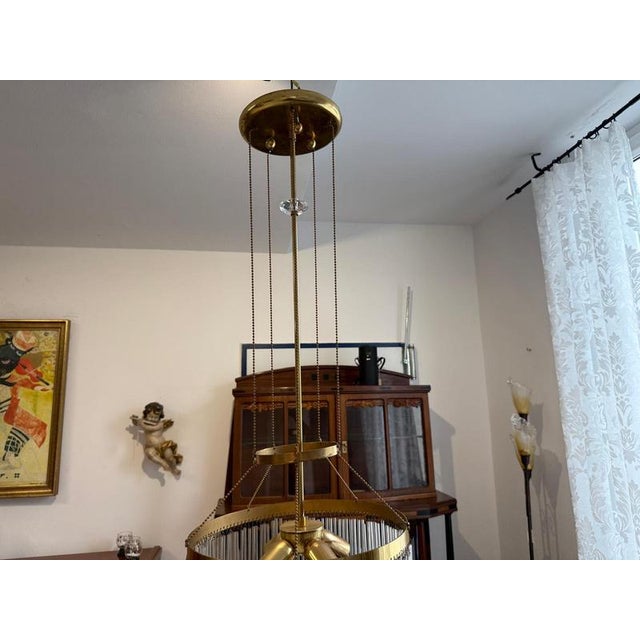 Art Nouveau Pendant Lamp in Brass, 1920s For Sale - Image 6 of 11