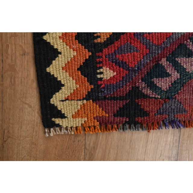 1970s 1970s Vintage Turkish Handmade Wool Cotton Red Runner Rug For Sale - Image 5 of 11