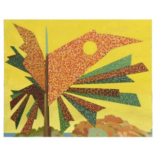 Leo Guida, Yellow Composition, Oil on Canvas, 1970s For Sale