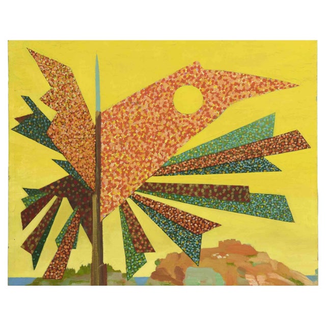 Leo Guida, Yellow Composition, Oil on Canvas, 1970s For Sale