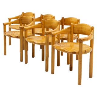 Pinewood Carver Chairs attributed to Rainer Daumiller, 1970s, Set of 6 For Sale