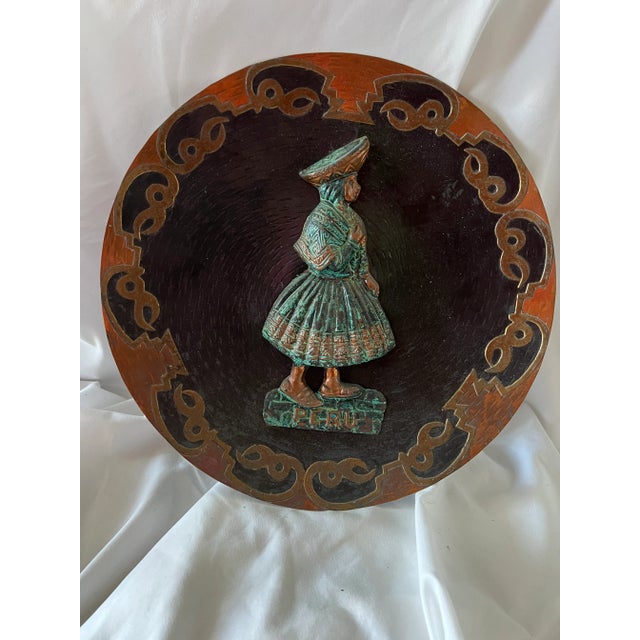 Rustic Vintage Peruvian Metal Plates for Wall Hanging Set of 2 For Sale - Image 3 of 12