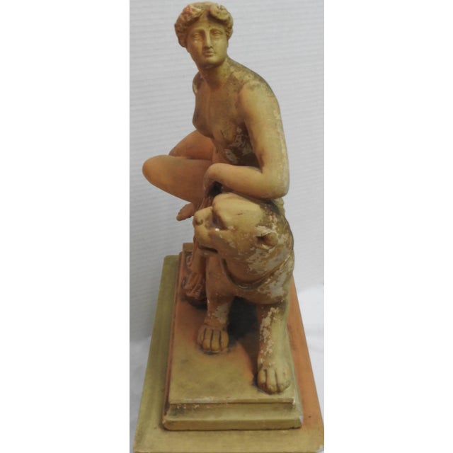 Brown 19th Century Ariadne and the Panther Terracotta Statue With Plinthe For Sale - Image 8 of 11