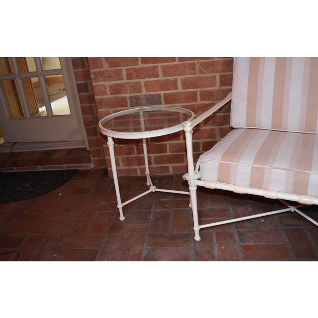 Brown Jordan Cast Metal Outdoor Settee, Ottoman & Accent Tables For Sale - Image 11 of 12