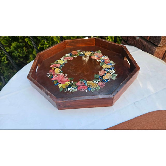 Wood Painted Wooden Tray, 1950s-1970s For Sale - Image 7 of 9