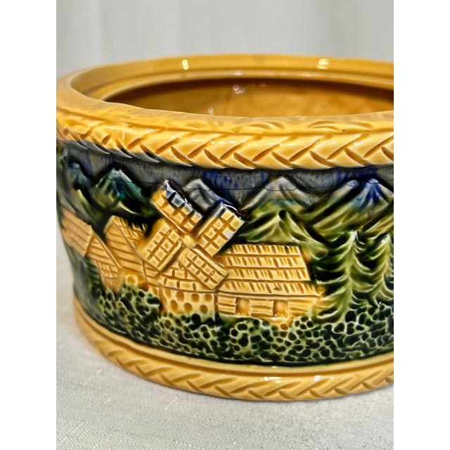 Asparagus Vintage George Jones Style Majolica Biscuit Container For Sale - Image 8 of 11