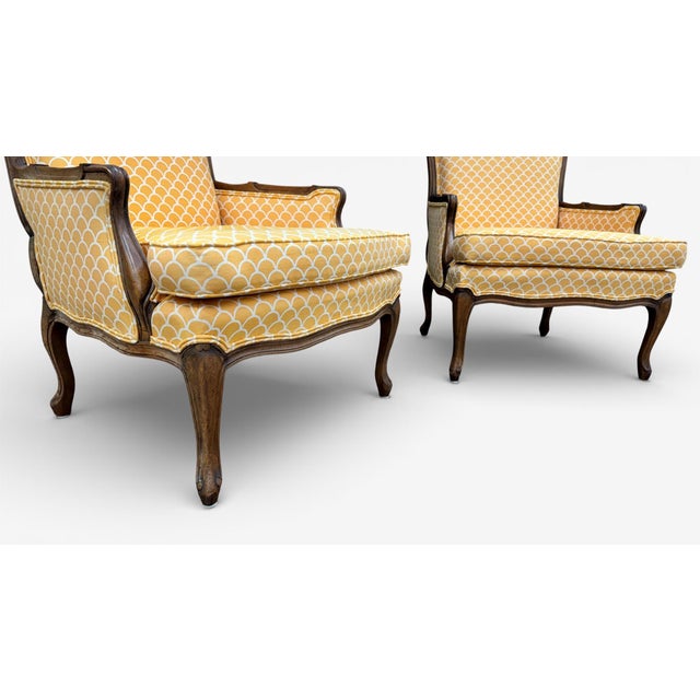 Goldenrod Vintage Century Chair French Bergere Chairs, a Pair For Sale - Image 8 of 17