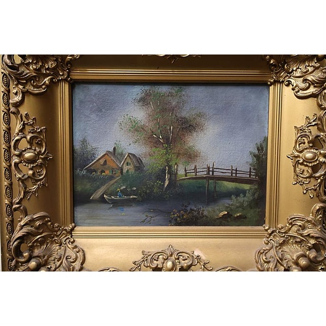 ​Beautiful Early 20th Century Oil On Canvas River Landscape Painting Dimensions : Frame - 19.5" Wide X 16.5" Tall X 3"...