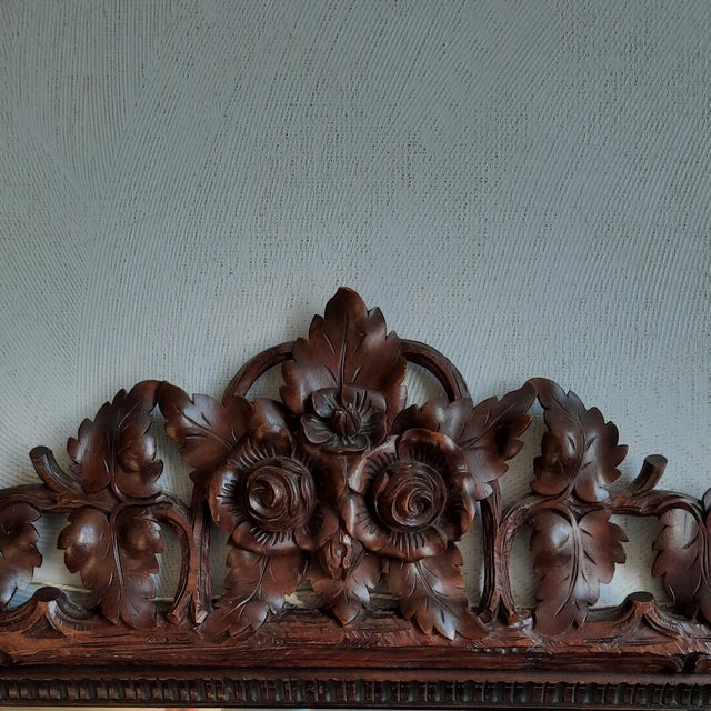 Hand Carved Black Forest Wall-Mounted Mirror, 1906 For Sale - Image 4 of 7