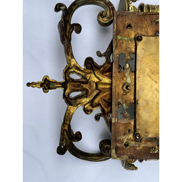 Traditional Pair of Mid 19th Century Renaissance Revival Brass Wall Sconce Mirrors For Sale - Image 3 of 8