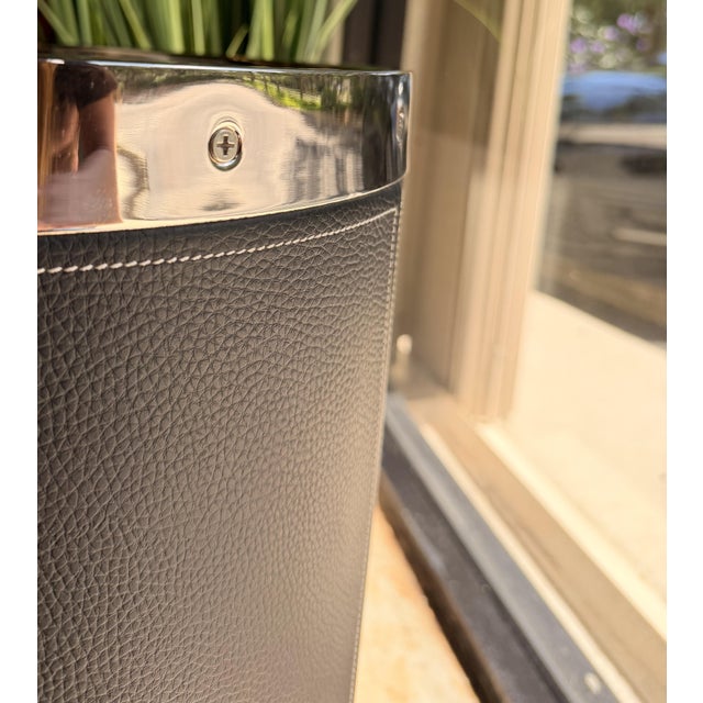 Port 68 Port 68 Black Leather and Nickel End Table For Sale - Image 4 of 5