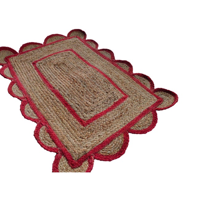 Scallop Jute Doormat in Red Chairish