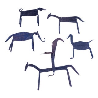African Figurative Iron Grave Goods Votive Animals, Set of 5 For Sale