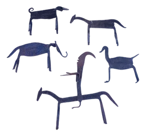 African Figurative Iron Grave Goods Votive Animals, Set of 5