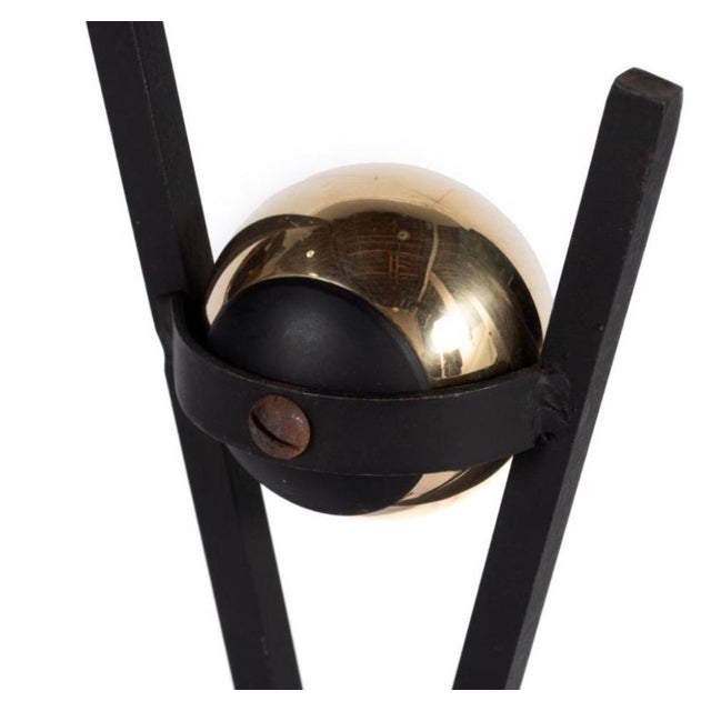 Bennett Co. Donald Deskey MCM Fireplace Iron Andirons For Sale - Image 4 of 9