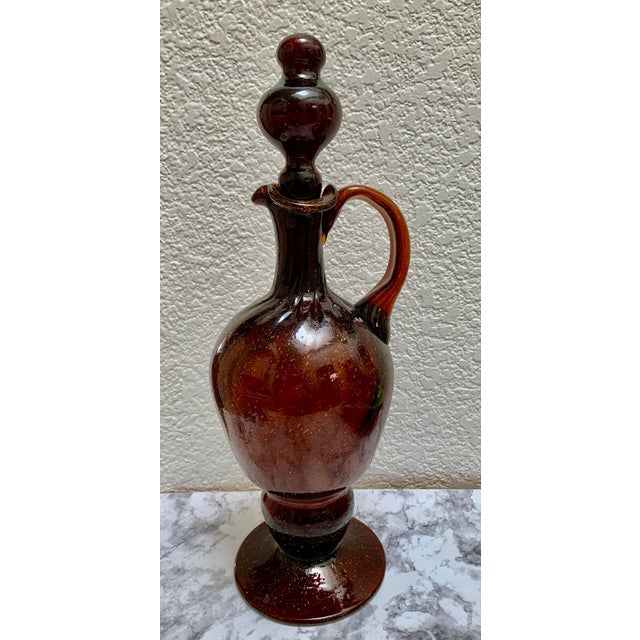 Farmhouse Vintage Artisan Decanter Bottle or Pitcher With Glass Top For Sale - Image 3 of 10