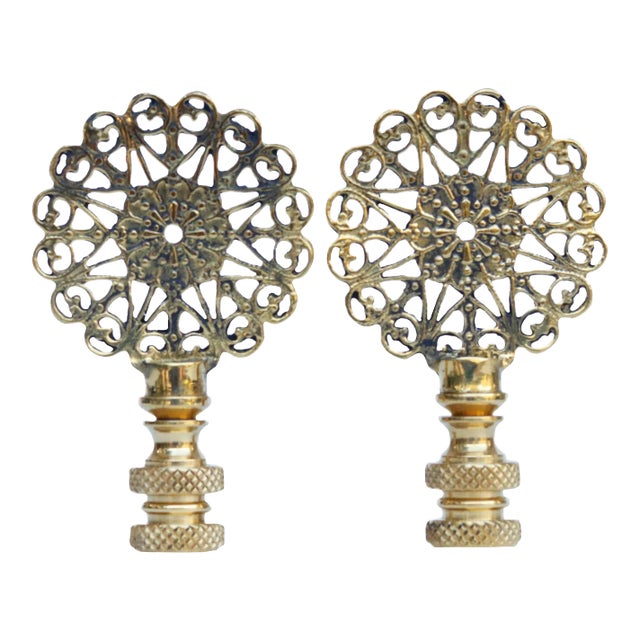 Lacy Brass Lamp Finials a Pair Chairish