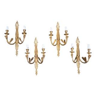 19th Century Napoleon III Wall Sconces in Gilded Bronze, France, Set of 4 For Sale