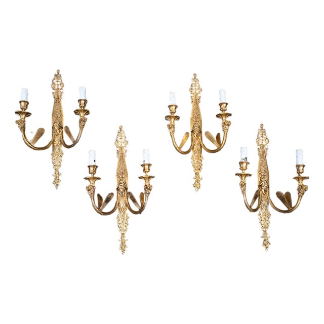 19th Century Napoleon III Wall Sconces in Gilded Bronze, France, Set of 4 For Sale
