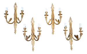 19th Century Napoleon III Wall Sconces in Gilded Bronze, France, Set of 4