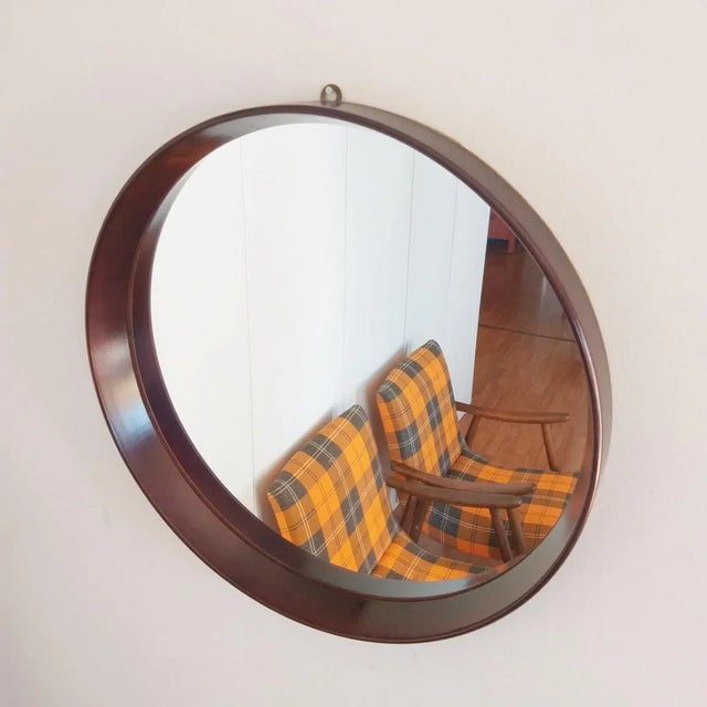 Vintage Scandinavian Round Teak Mirror, 1961, in Flawless conditions. Designed 1960 to 1969 This piece is designed in the...