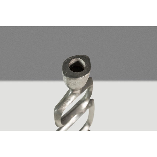 Mid-Century Modern Brutalist Candlestick Holder in Solid Aluminum Attributed to Matthew Hilton, United Kingdom, C. 1980s For Sale - Image 9 of 13