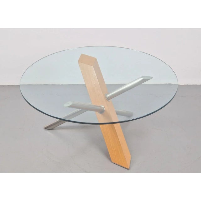 Vintage Cross Leg Coffee Table in Wood and Glass, Italy, 1990s For Sale - Image 4 of 8