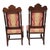19th Century Pair 19th Century Victorian Oak Chairs Carved Back Red Gold Upholstery Dining Hall For Sale - Image 5 of 15