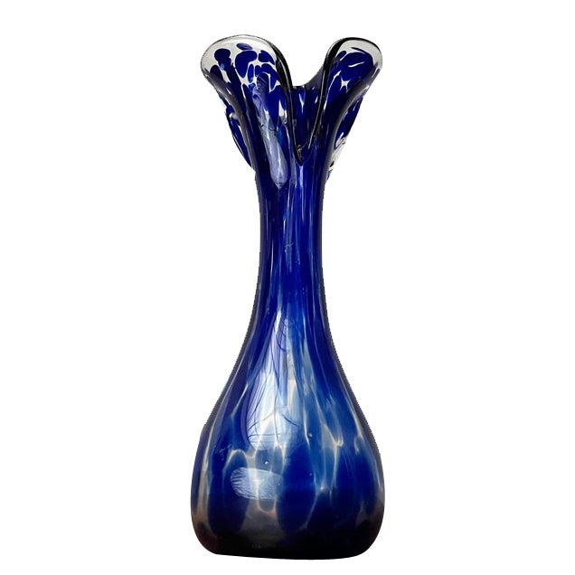 Vintage Flower Murano Glass Vase For Sale