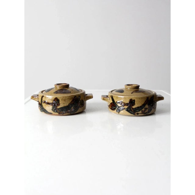 Vintage Studio Pottery Covered Dishes Pair For Sale - Image 4 of 11