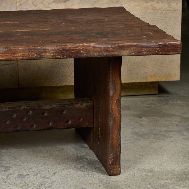Vintage Rustic Handmade Weathered Pine Coffee Table For Sale - Image 4 of 6