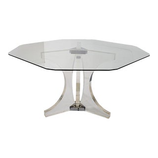 1970s Schumacher Octangle Plexiglass Top Dining Table For Sale