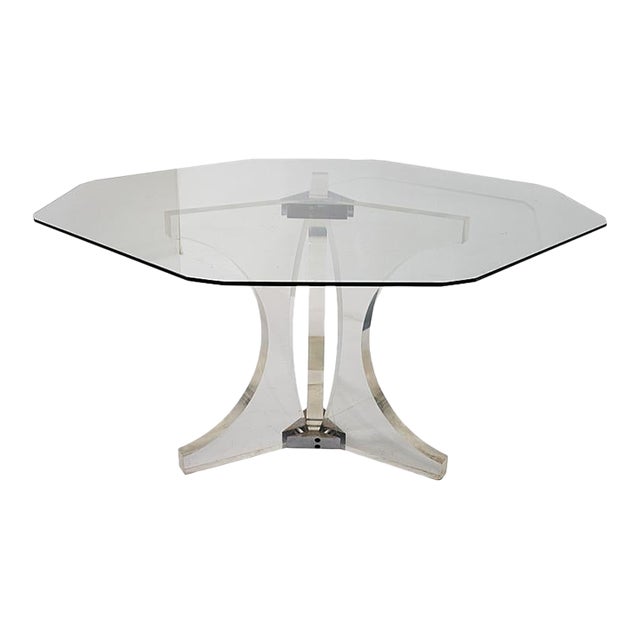 1970s Schumacher Octangle Plexiglass Top Dining Table For Sale