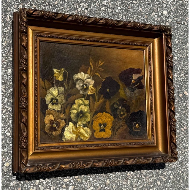 Mid 20th Century Vintage Boho Framed Still Life Oil on Canvas For Sale - Image 5 of 5