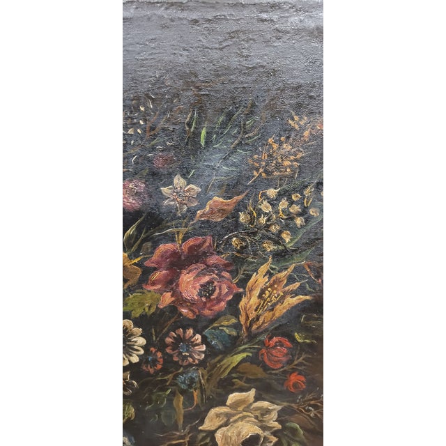 Wood Beautiful Antique Old World Style Painting of Flowers For Sale - Image 7 of 11