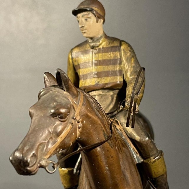 Equestrian Horse Jockey Statue in Polychrome, 1890s For Sale - Image 9 of 14