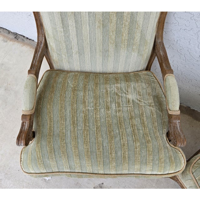Plush Velvet French Country Fauteuil Armchairs Pair For Sale - Image 13 of 15