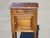 Very old bedside table, traditionally made in France from solid walnut, late 19th century. Brown marble top with white...